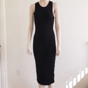 Banana Republic Black Side-Ruched Midi Tank Dress